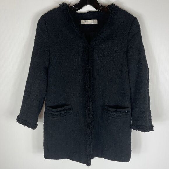 Dex The Suit Shop Boucle Lined Jacket Coat Black Women's Size Small - Picture 1 of 7